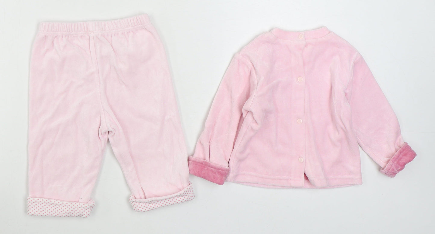 Miobic & Marks and Spencer Girls Pink  Polyester  Pyjama Set Size 6-9 Months  Button