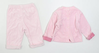 Miobic & Marks and Spencer Girls Pink  Polyester  Pyjama Set Size 6-9 Months  Button