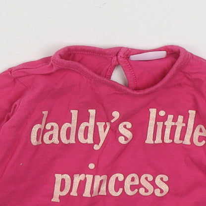 Cherokee Girls Pink  100% Cotton Basic T-Shirt Size 3-6 Months Round Neck Pullover