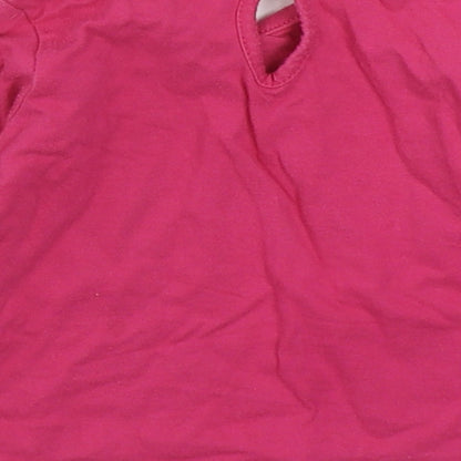 Cherokee Girls Pink  100% Cotton Basic T-Shirt Size 3-6 Months Round Neck Pullover