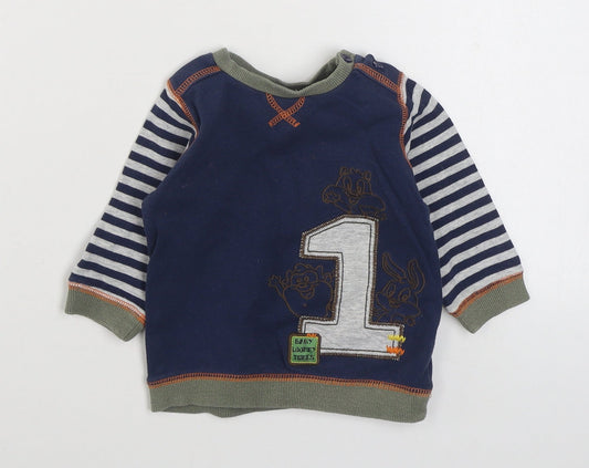 Geoge Boys Blue  100% Cotton Pullover Jumper Size 12-18 Months  Pullover - Looney Tunes