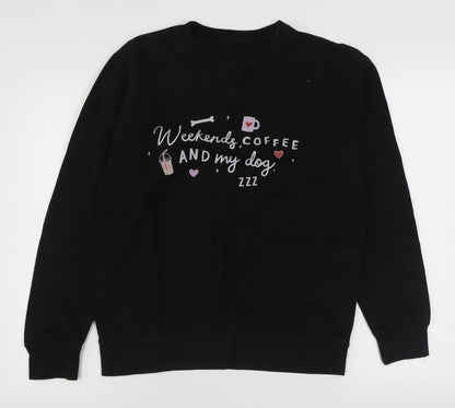 Preworn Womens Black  Cotton Pullover Sweatshirt Size M  Pullover