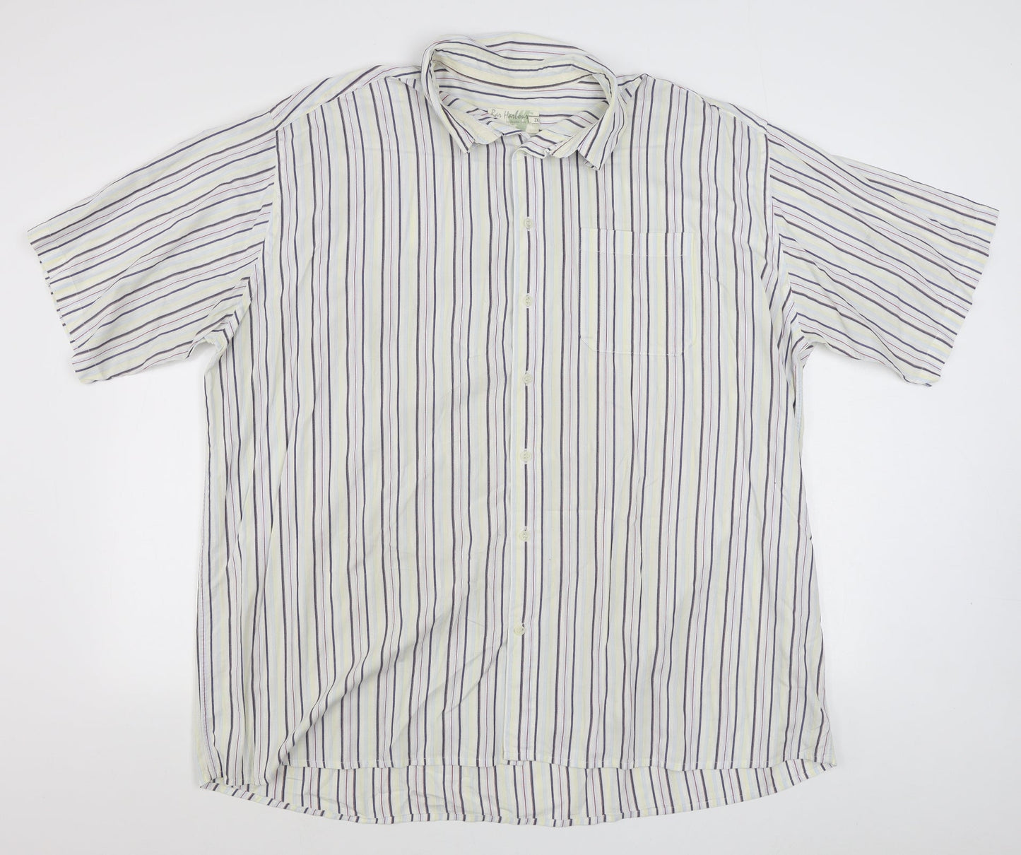 Mens UK Size 2XL Ben Harbour Multicoloured  Button-Up Short Sleeve Casual Shirt
