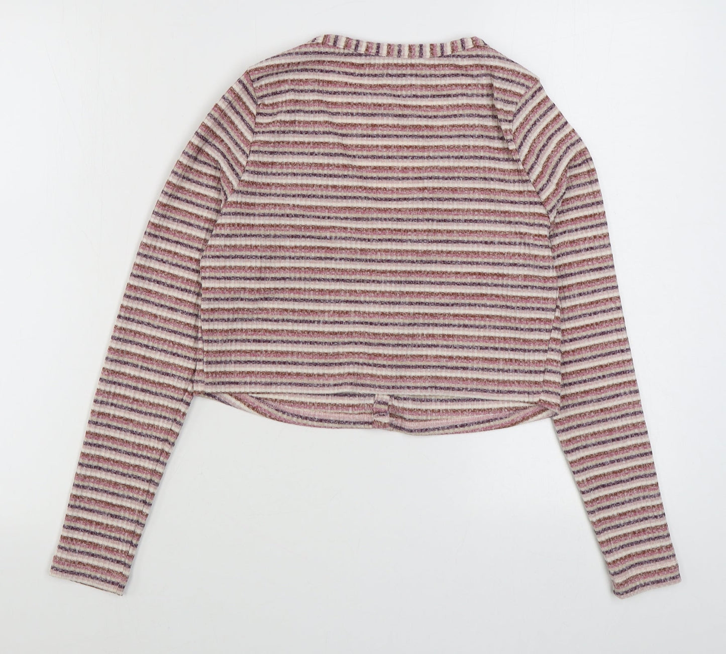 Primark Womens Multicoloured V-Neck Striped Polyester Cardigan Jumper Size XS