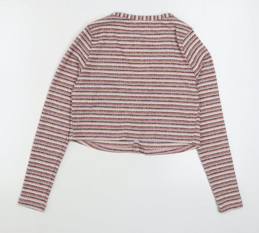 Primark Womens Multicoloured V-Neck Striped Polyester Cardigan Jumper Size XS