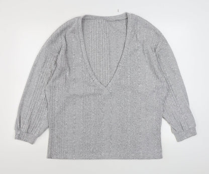 SheIn Womens Grey  Polyester Pullover Sweatshirt Size L  Pullover