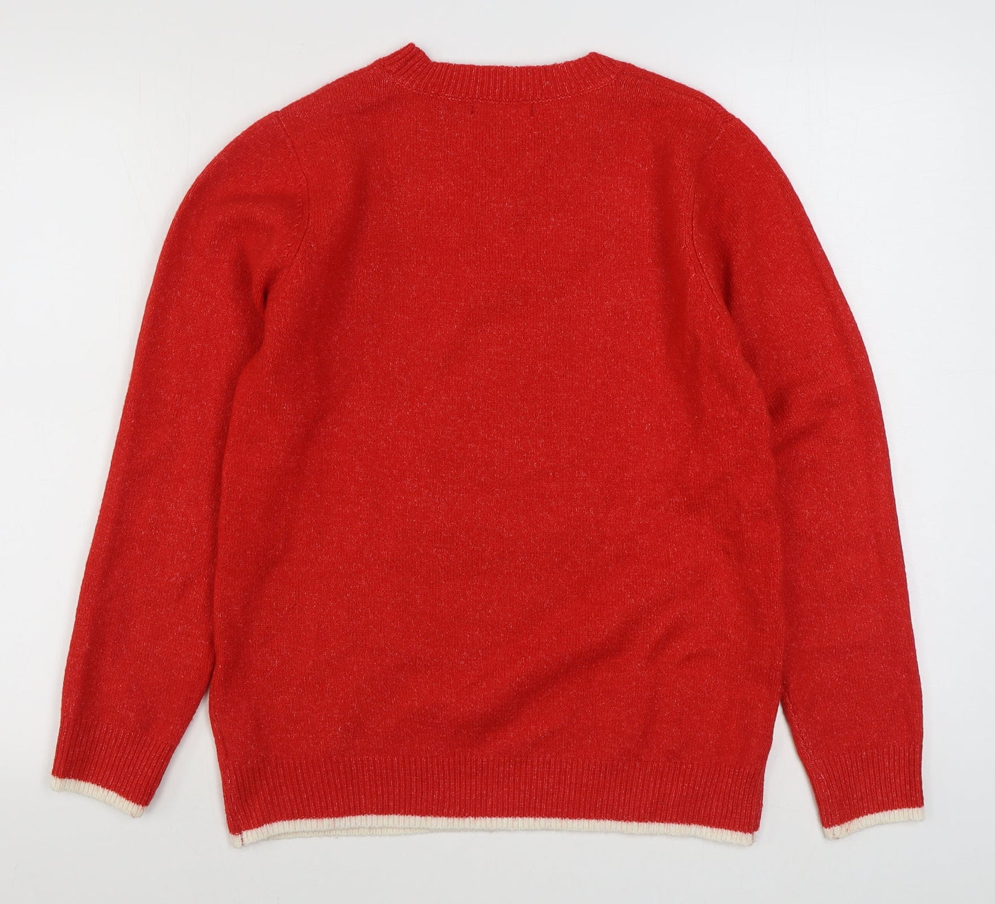 F&F Womens Red Round Neck  Polyester Pullover Jumper Size 12