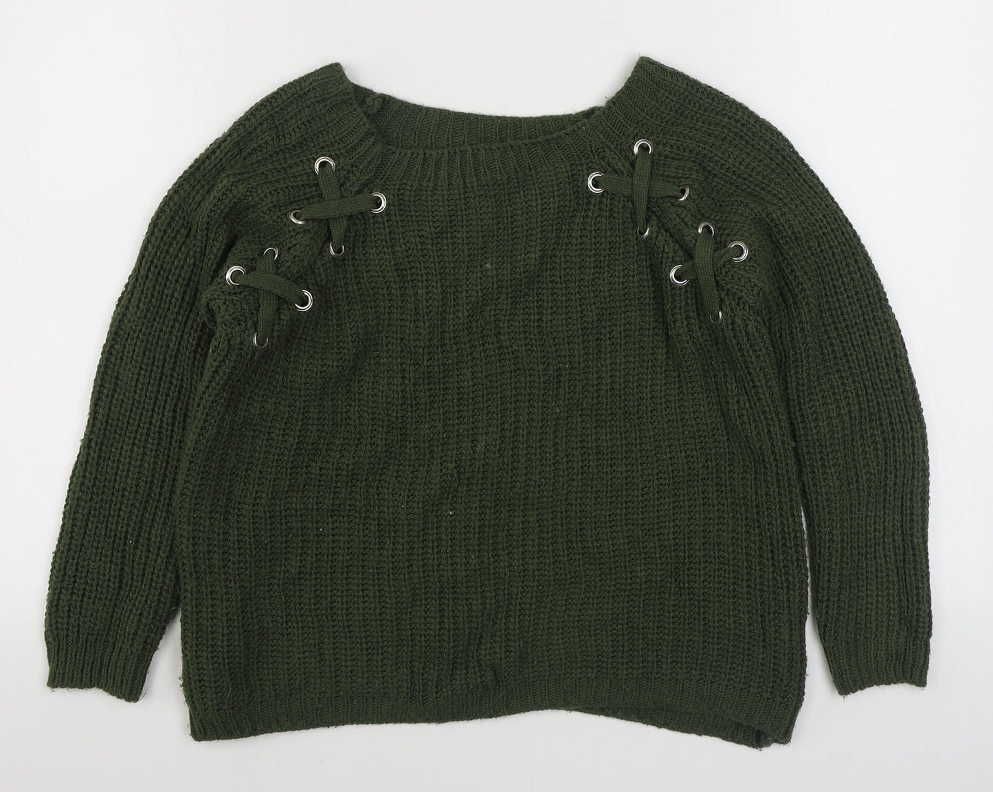 Womens UK Size M Preworn Green Pullover Jumper