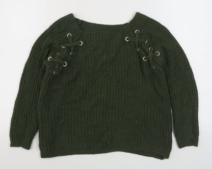 Womens UK Size M Preworn Green Pullover Jumper