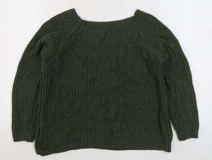 Womens UK Size M Preworn Green Pullover Jumper