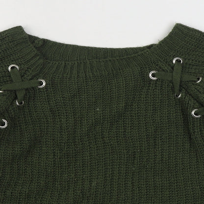 Womens UK Size M Preworn Green Pullover Jumper