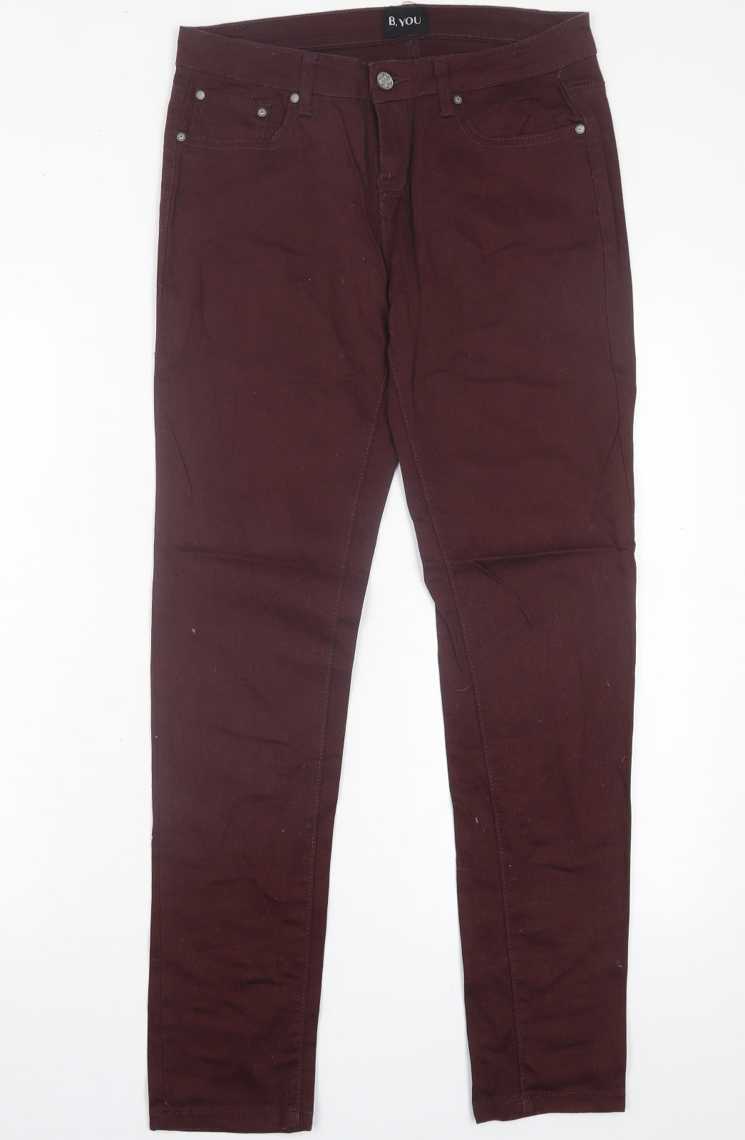 B.YOU Womens Purple  Cotton Skinny Jeans Size 10 L31 in Regular Button