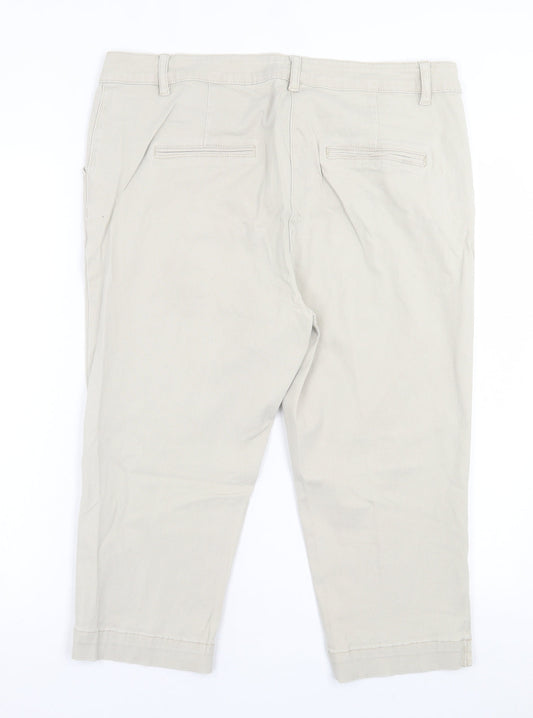 DASH Womens Beige  Cotton Cropped Trousers Size 18 L20 in Regular Button