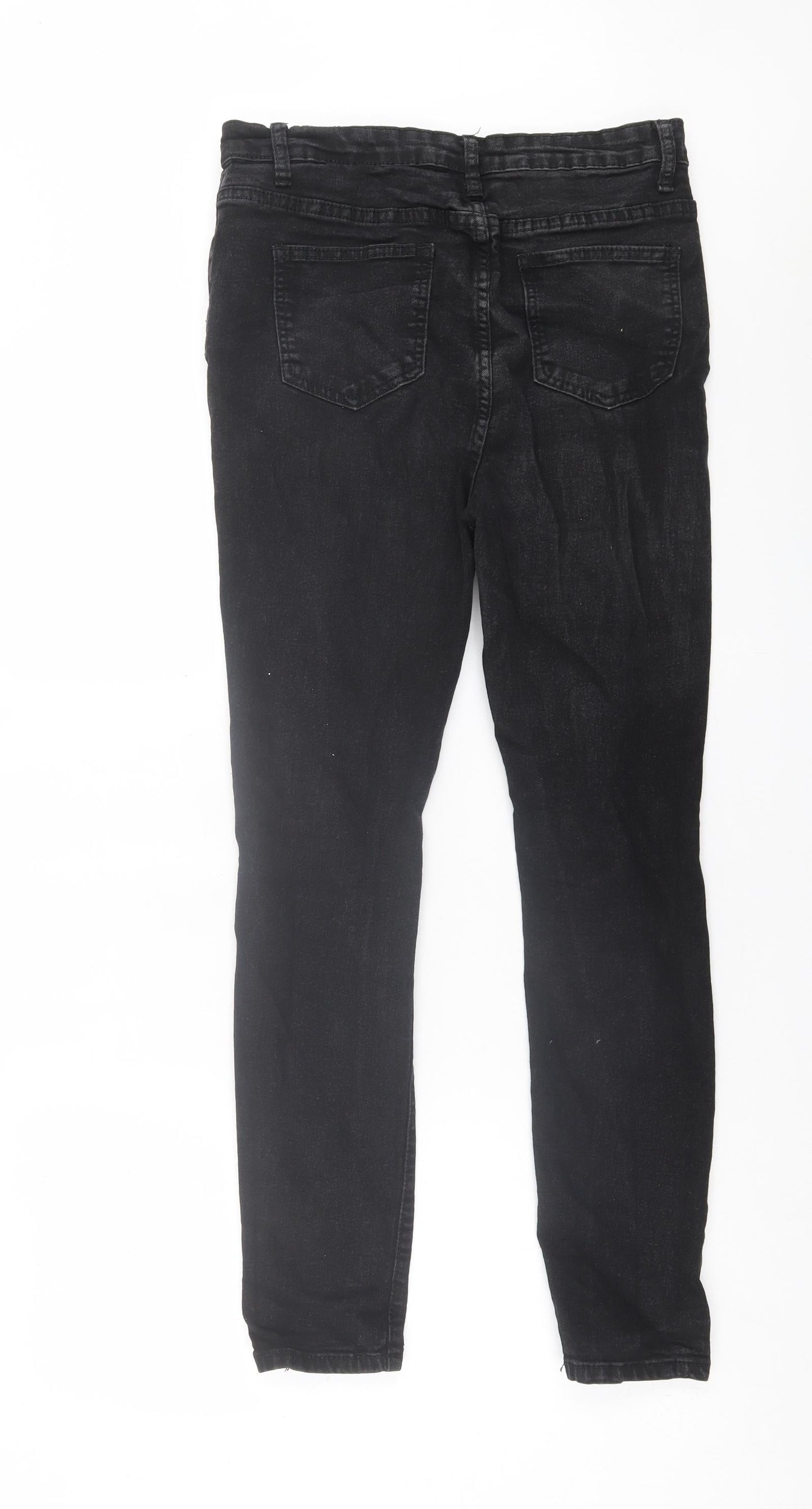 Boohoo Womens Black  Cotton Skinny Jeans Size 12 L28 in Regular Button