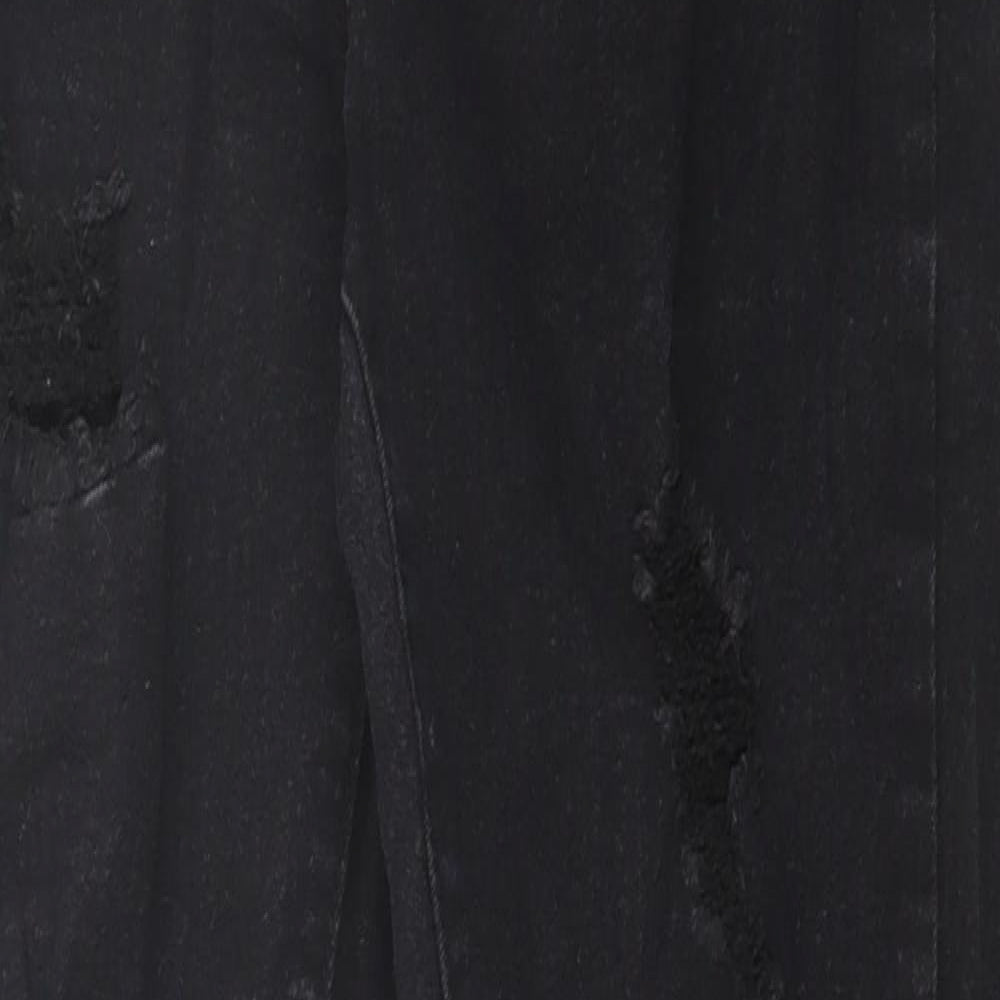 Boohoo Womens Black  Cotton Skinny Jeans Size 12 L28 in Regular Button