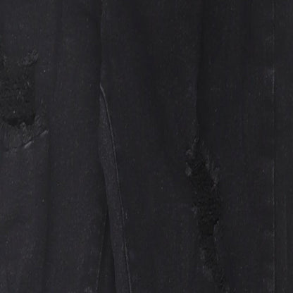 Boohoo Womens Black  Cotton Skinny Jeans Size 12 L28 in Regular Button