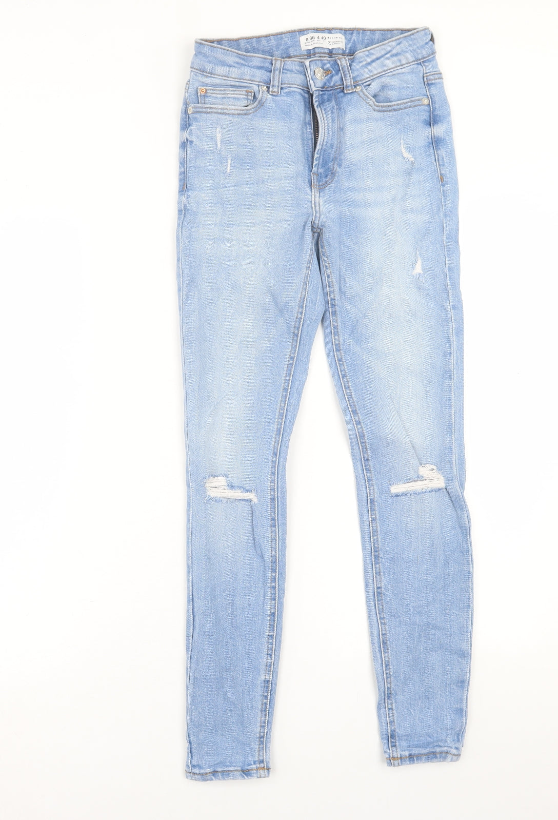 Denim & Co. Womens Blue  Cotton Skinny Jeans Size 8 L28 in Regular Button