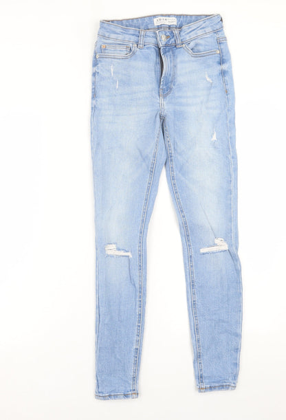 Denim & Co. Womens Blue  Cotton Skinny Jeans Size 8 L28 in Regular Button