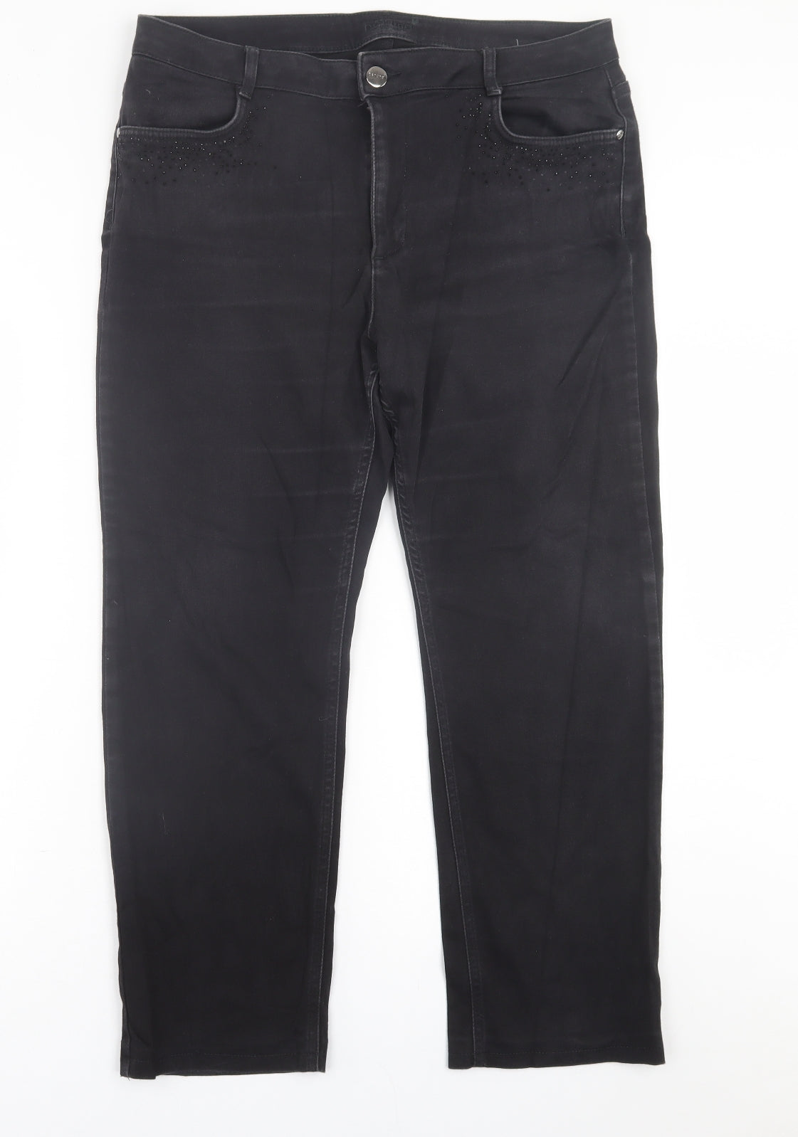 Per Una Womens Black  Cotton Straight Jeans Size 36 in L27 in Regular Button