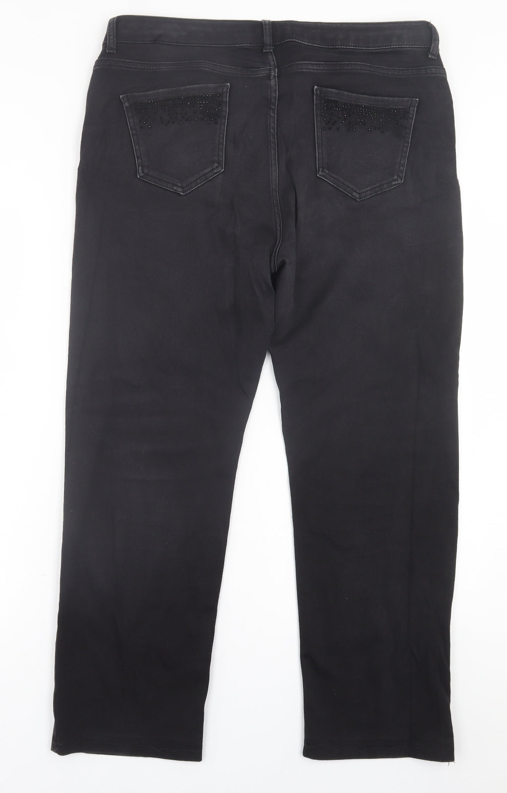 Per Una Womens Black  Cotton Straight Jeans Size 36 in L27 in Regular Button