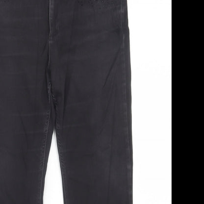 Per Una Womens Black  Cotton Straight Jeans Size 36 in L27 in Regular Button