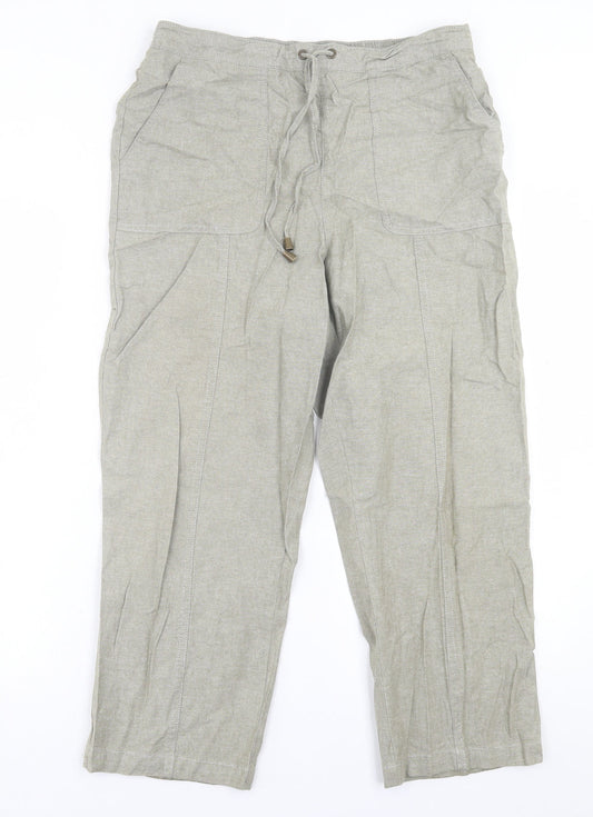 Womens UK Size 12 Isle Essentials Regular Fit  Green Trousers