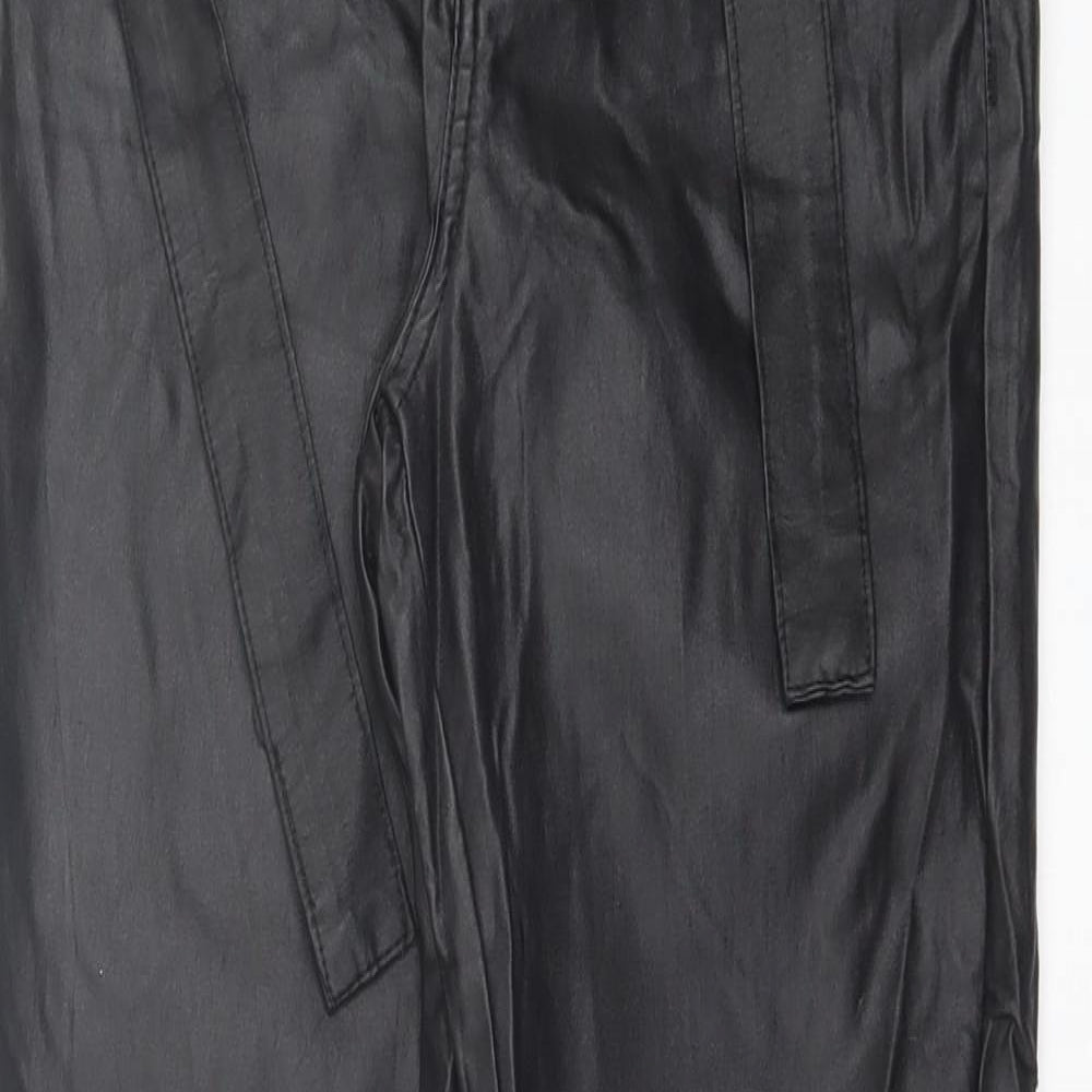 New Look Womens Black  Viscose Skinny Jeans Size 10 L29 in Regular Button - Leather Look