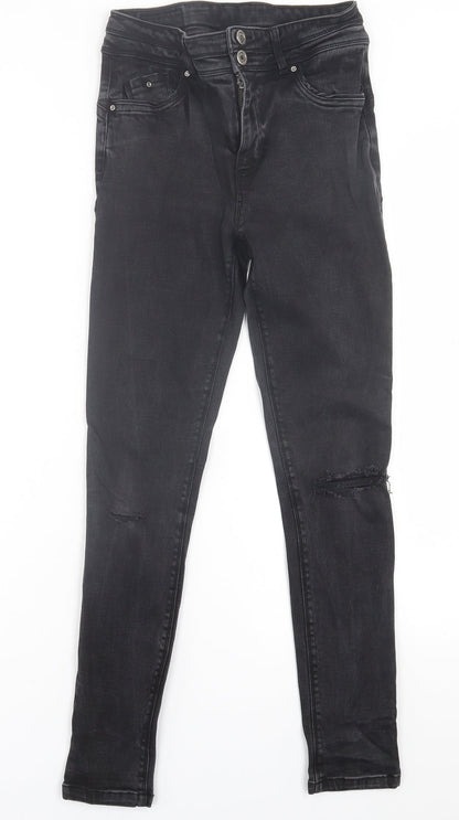 Simply Be Womens Black  Cotton Skinny Jeans Size 10 L27 in Regular Button