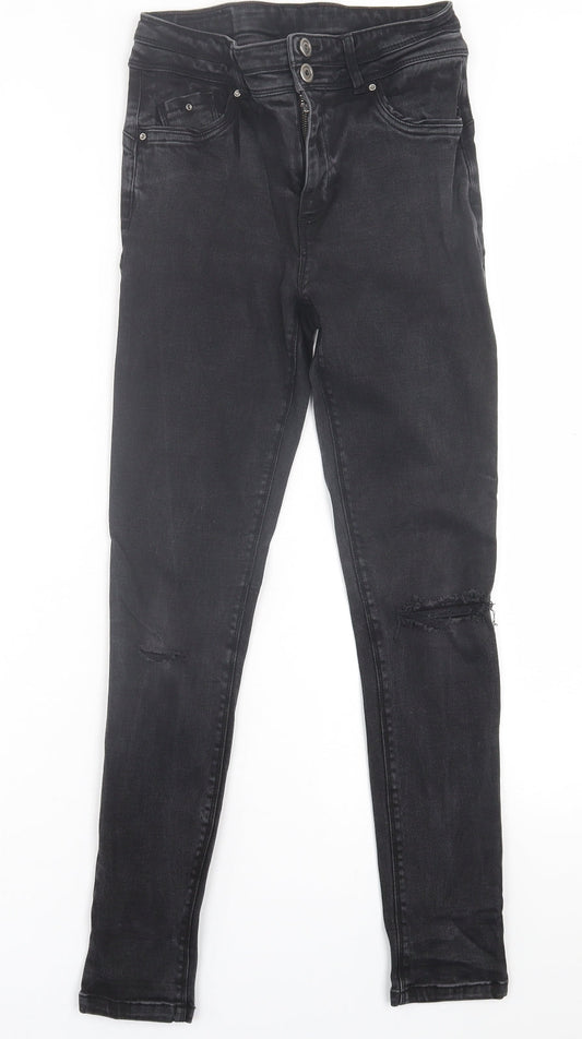Simply Be Womens Black  Cotton Skinny Jeans Size 10 L27 in Regular Button