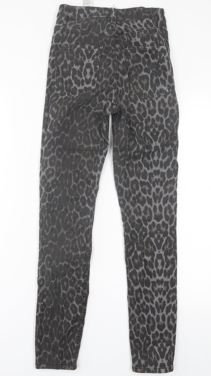 Zara Womens Brown Animal Print Cotton Skinny Jeans Size 6 L28 in Regular Button