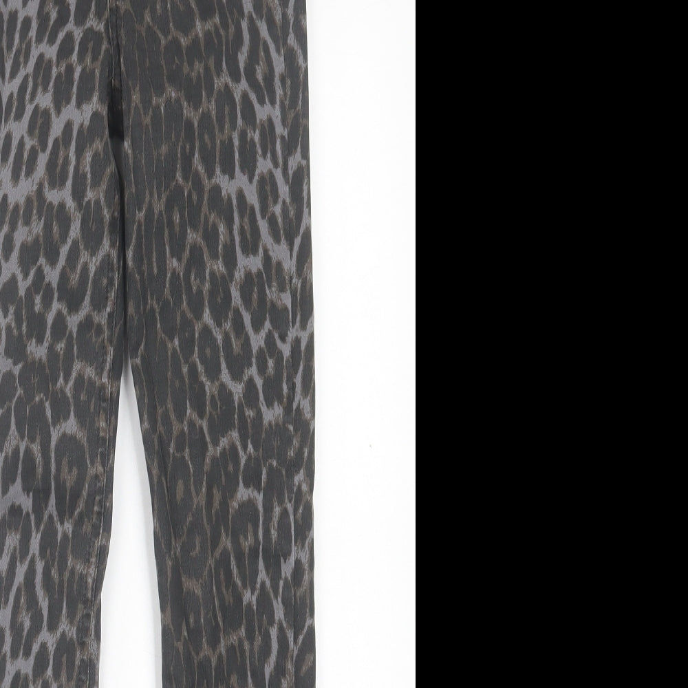 Zara Womens Brown Animal Print Cotton Skinny Jeans Size 6 L28 in Regular Button