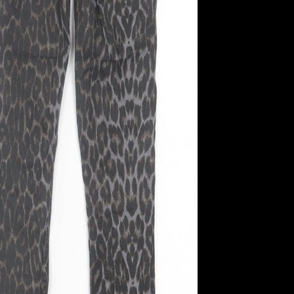 Zara Womens Brown Animal Print Cotton Skinny Jeans Size 6 L28 in Regular Button