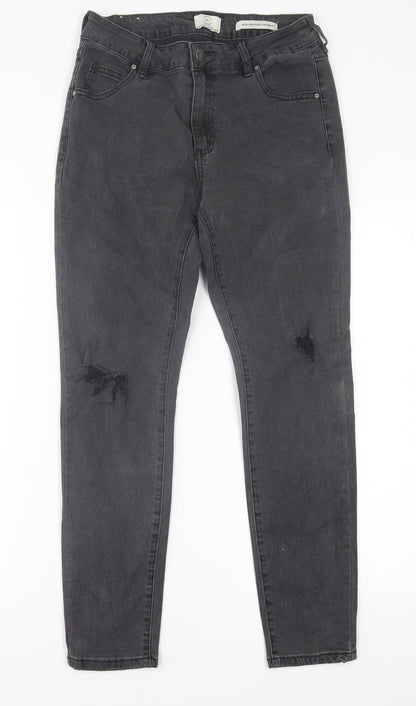 Cotton On Womens Black  Cotton Skinny Jeans Size 12 L27 in Regular Button
