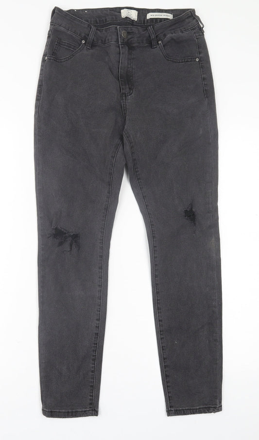 Cotton On Womens Black  Cotton Skinny Jeans Size 12 L27 in Regular Button