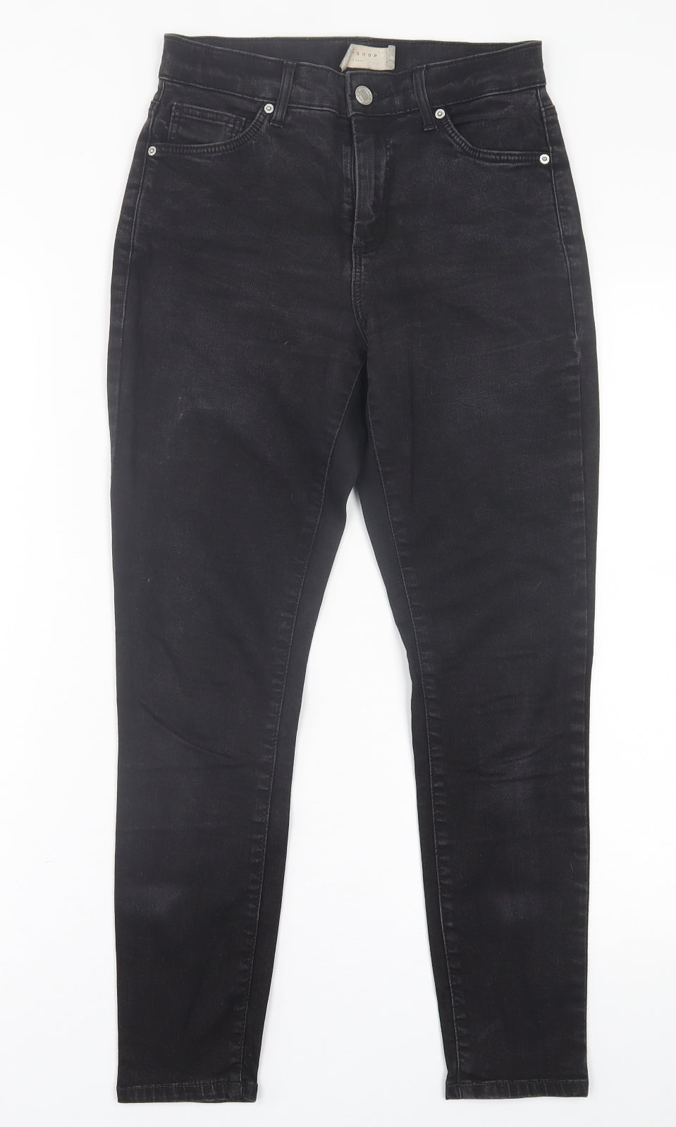 Topshop Womens Black  Cotton Skinny Jeans Size 26 in L30 in Regular Button