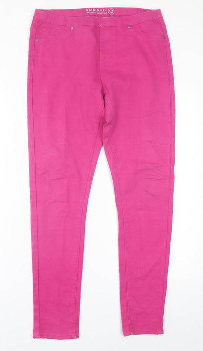 originla Womens Pink  Cotton Jegging Trousers Size 12 L29 in Regular