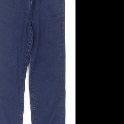 Marks and Spencer Girls Blue  Cotton Skinny Jeans Size 9 Years  Regular Button