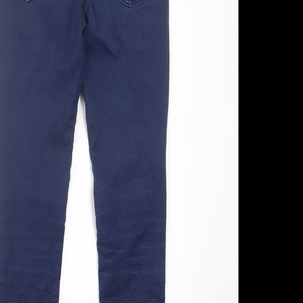 Marks and Spencer Girls Blue  Cotton Skinny Jeans Size 9 Years  Regular Button