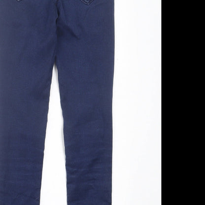 Marks and Spencer Girls Blue  Cotton Skinny Jeans Size 9 Years  Regular Button
