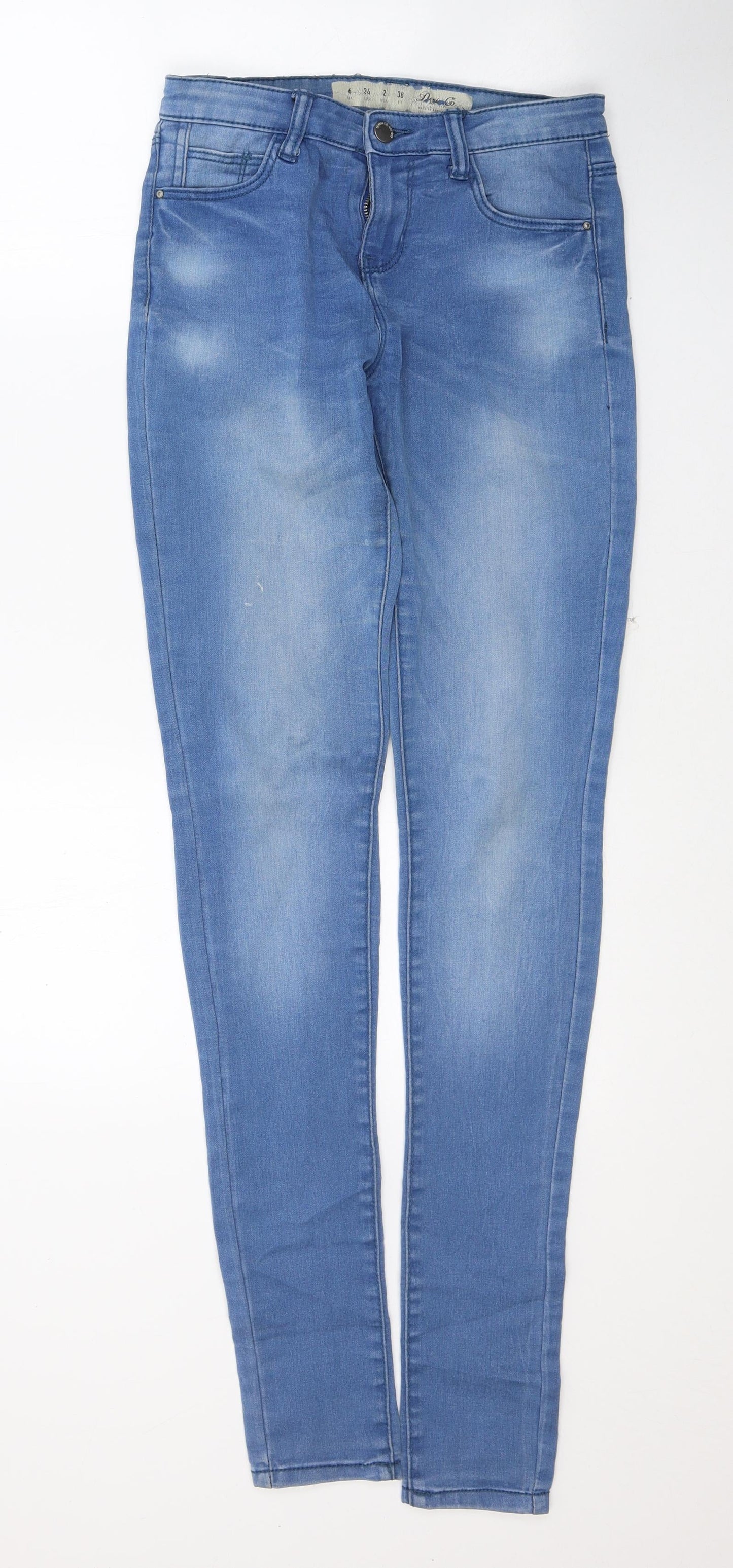 Denim & Co. Womens Blue  Cotton Skinny Jeans Size 6 L34 in Regular Button