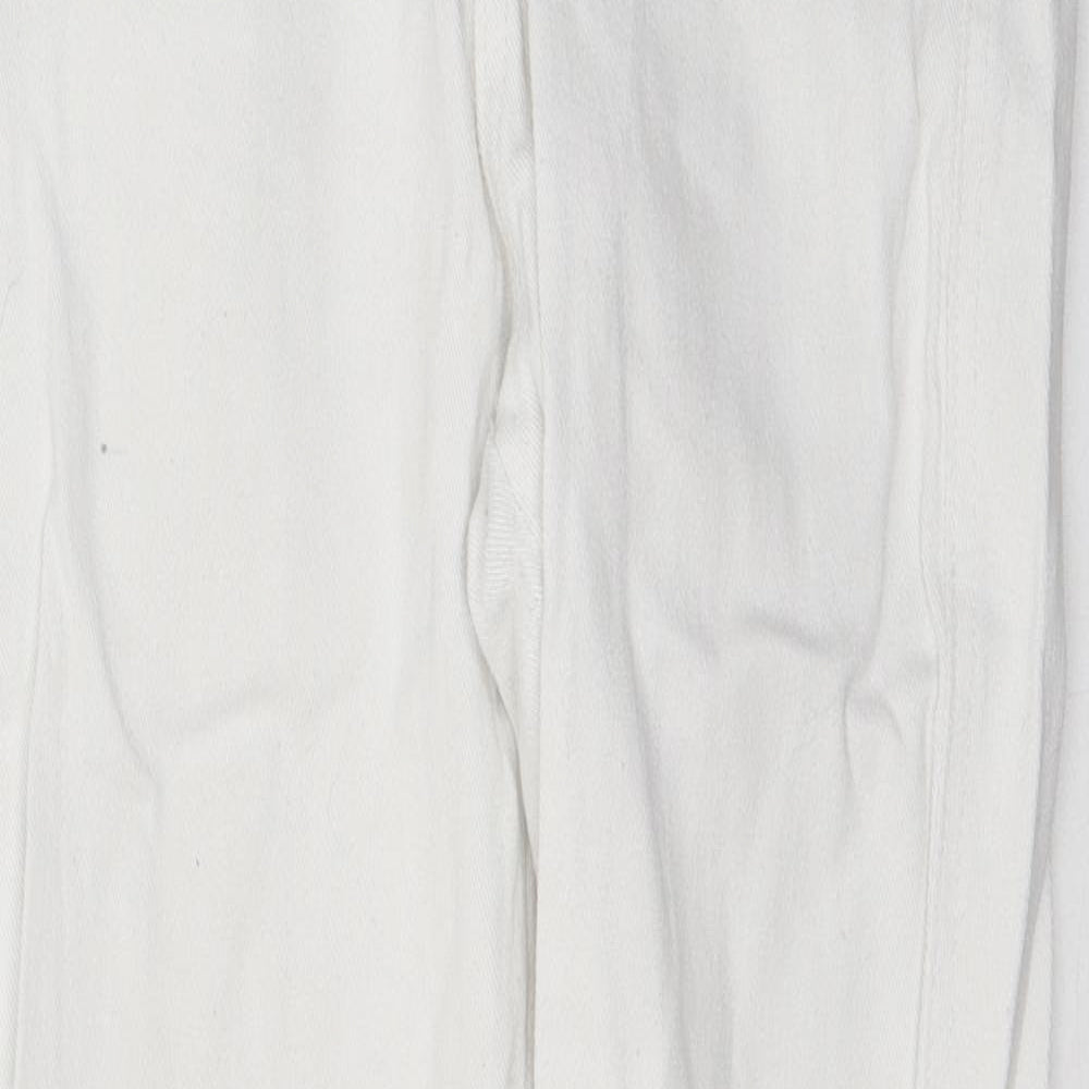 PRETTYLITTLETHING Womens White  Cotton Skinny Jeans Size 8 L28 in Regular Button