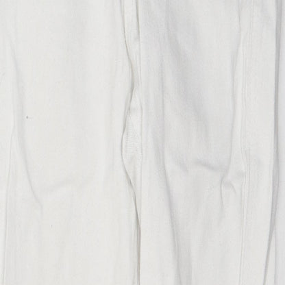 PRETTYLITTLETHING Womens White  Cotton Skinny Jeans Size 8 L28 in Regular Button