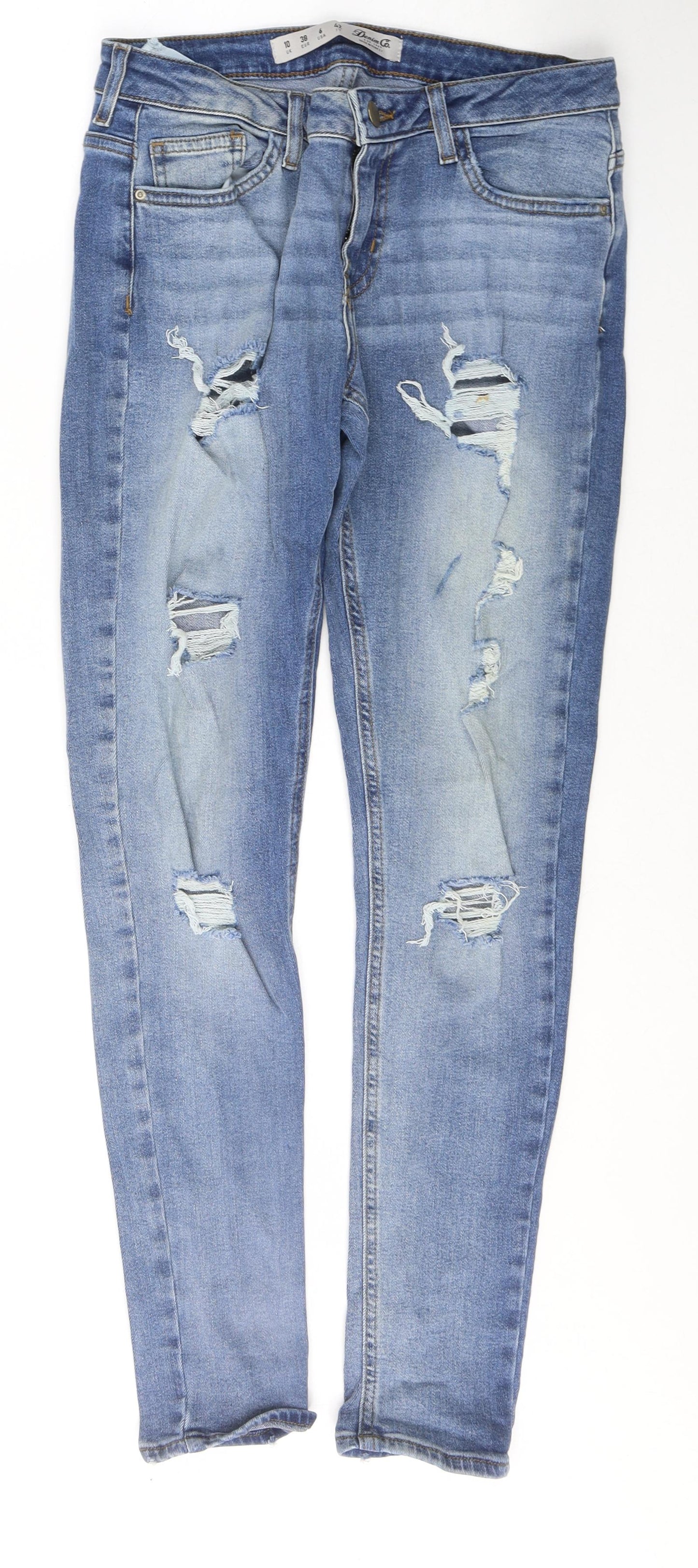 Denim & Co. Womens Blue  Cotton Skinny Jeans Size 10 L29 in Regular Button