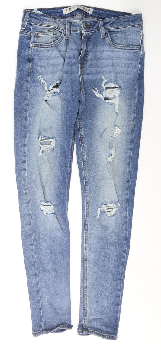 Denim & Co. Womens Blue  Cotton Skinny Jeans Size 10 L29 in Regular Button