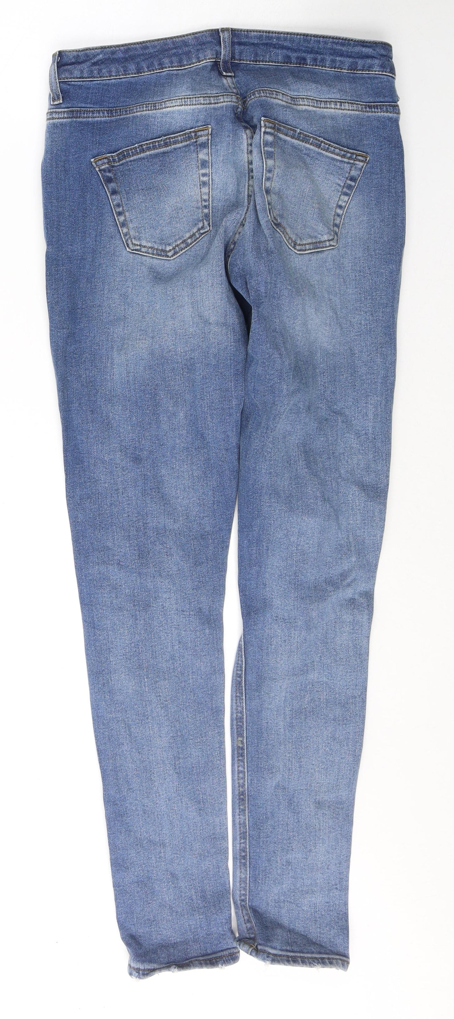 Denim & Co. Womens Blue  Cotton Skinny Jeans Size 10 L29 in Regular Button