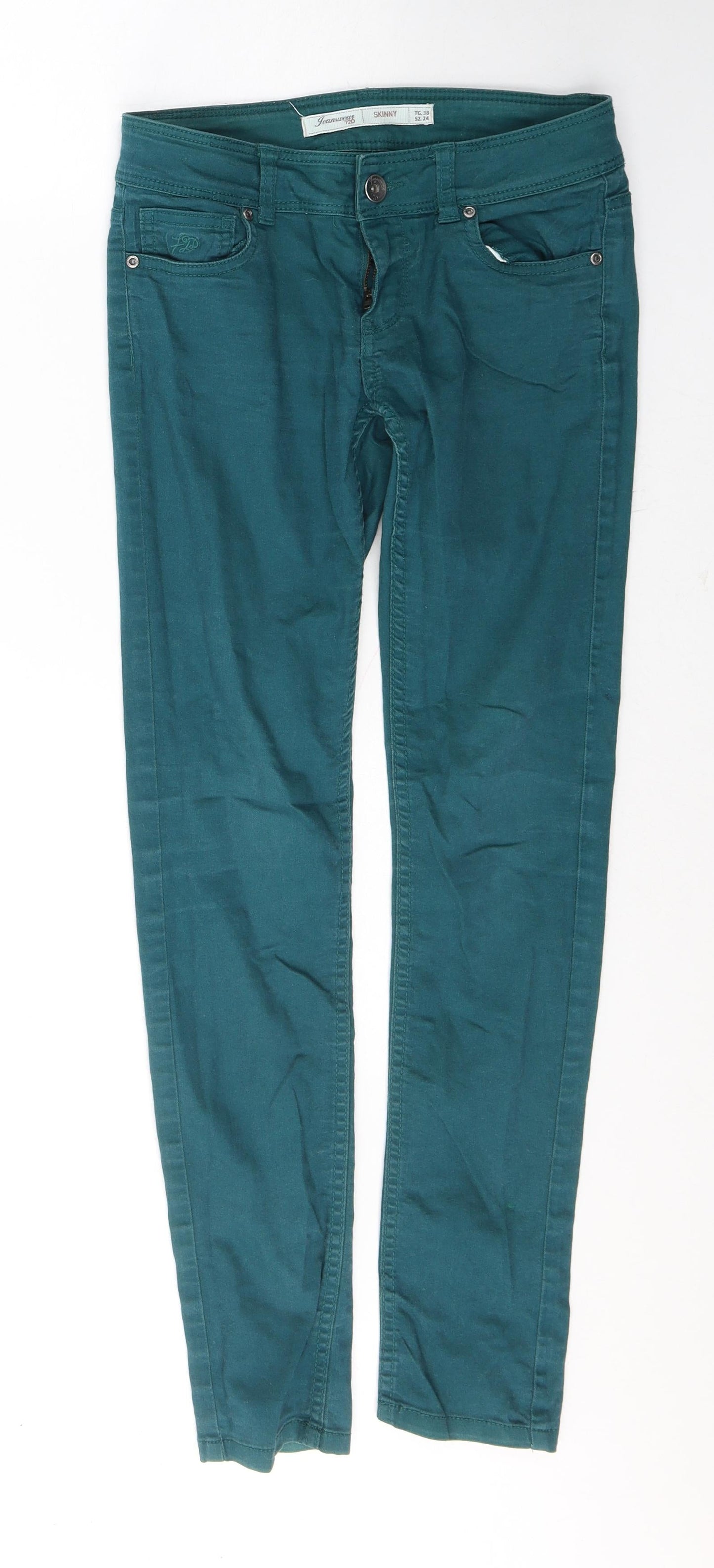 72D Womens Green  Cotton Skinny Jeans Size 30 in L29 in Regular Button