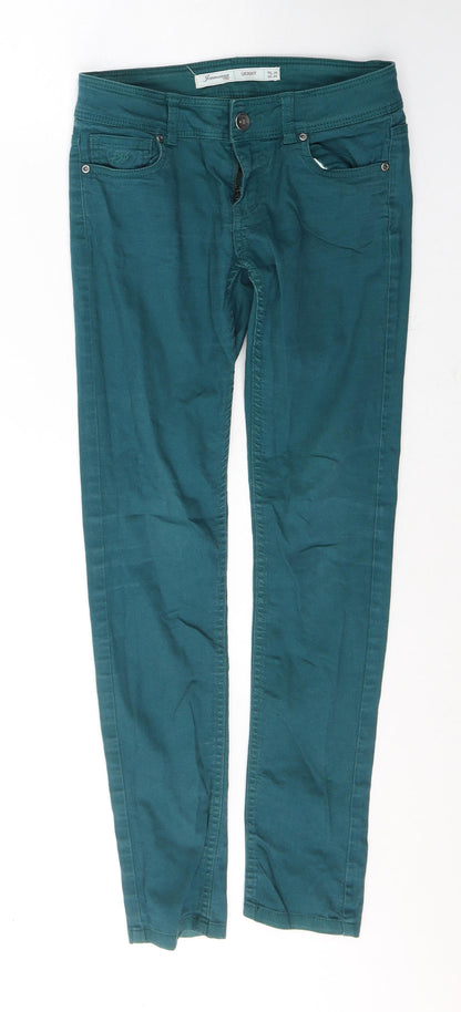 72D Womens Green  Cotton Skinny Jeans Size 30 in L29 in Regular Button