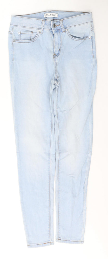 Denim & Co. Womens Blue  Cotton Skinny Jeans Size 8 L26 in Regular Button