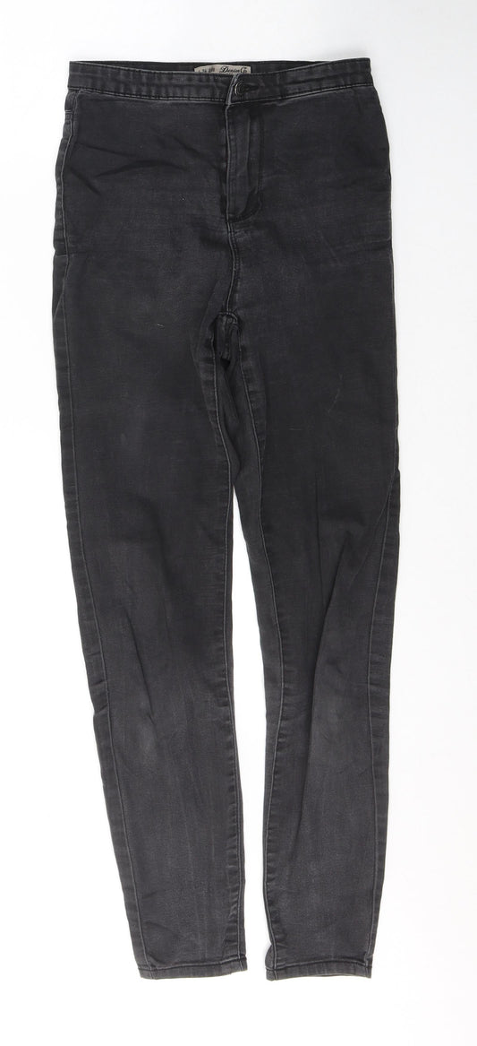 Denim & Co. Womens Black  Cotton Skinny Jeans Size 6 L29 in Regular Button