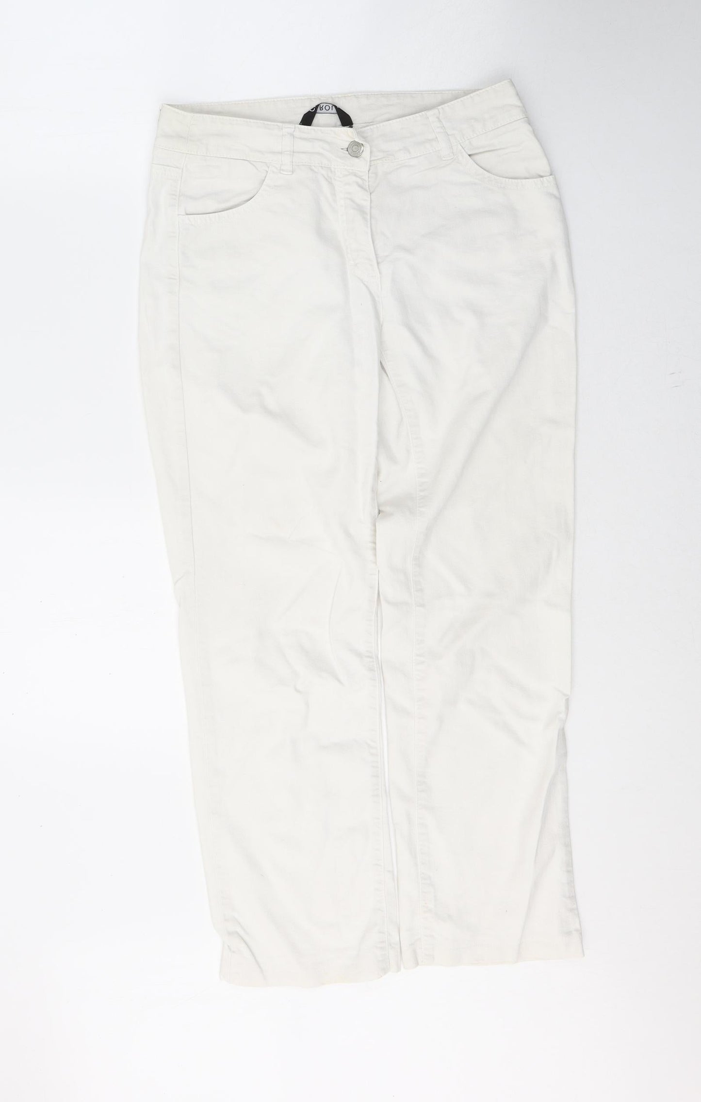 Carol Womens White  Cotton Cropped Jeans Size 10 L26 in Regular Button